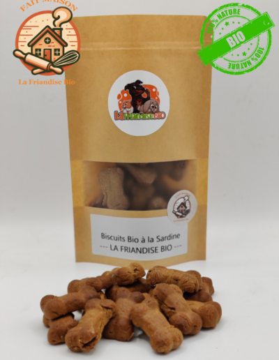 Biscuits bio a la sardine pour chien